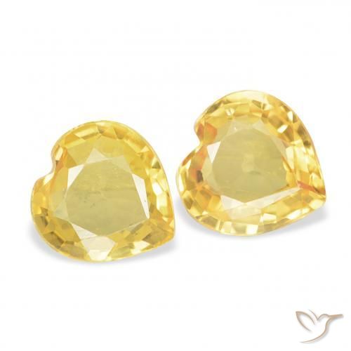 Pedras preciosas de Safira Dourado médio natural de 0.68 ct, Coração, VVS-VS