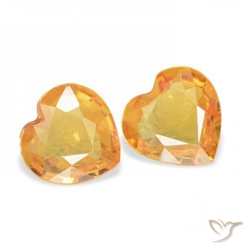 Pedras preciosas de Safira Laranja-Ouro natural de 0.61 ct, Coração, VVS-VS