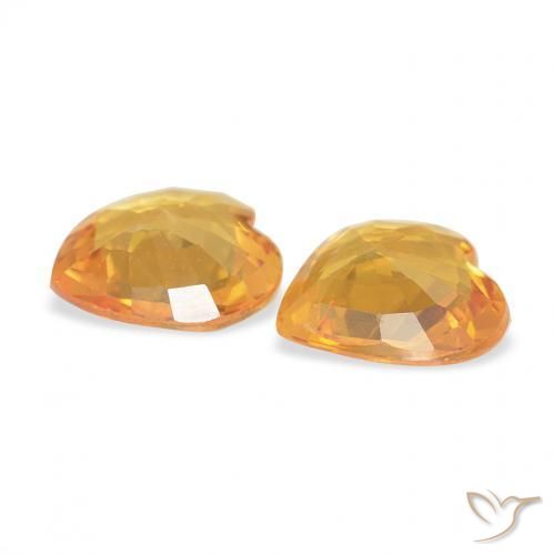 Pedras preciosas de Safira Laranja-Ouro natural de 0.61 ct, Coração, VVS-VS