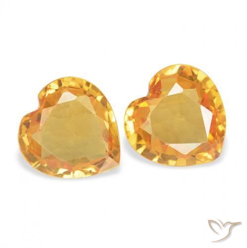 Pedras preciosas de Safira Laranja Médio natural de 0.68 ct, Coração, VVS-VS