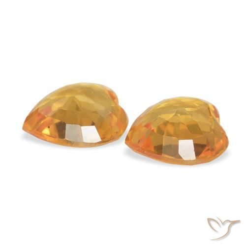 Pedras preciosas de Safira Laranja Médio natural de 0.68 ct, Coração, VVS-VS