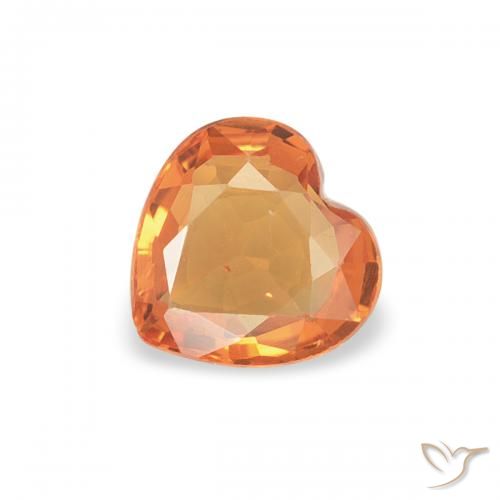 0.36ct Natural laranja avermelhado Safira, Coração, VVS-VS