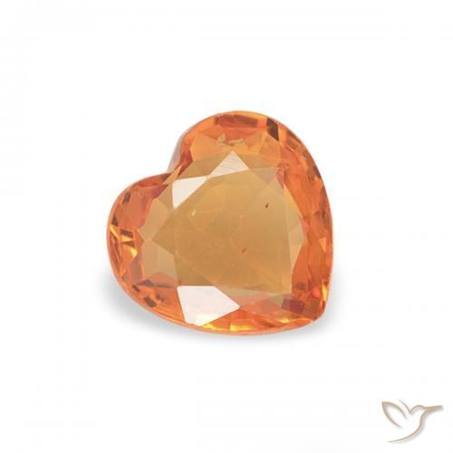 Safira laranja avermelhado Natural 0.36ct, Coração, VVS-VS