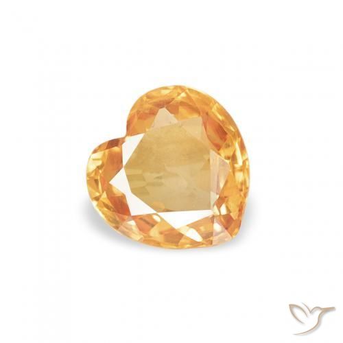 Safira Laranja Médio Natural 0.42ct, Coração, VVS-VS