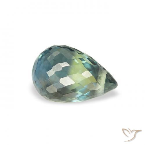 Safira Azul verde Natural 0.84ct, Briolette, VS