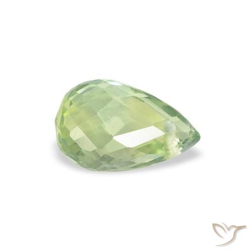 Safira Verde muito claro Natural 0.77ct, Briolette, VS
