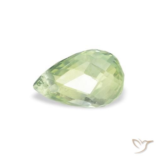 Safira Verde muito claro Natural 0.77ct, Briolette, VS