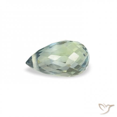 Safira Verde pálido Natural 0.69ct, Briolette, VS
