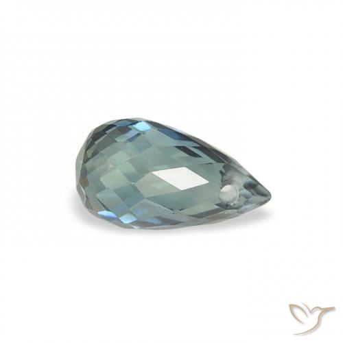 Safira Azul verde Natural 0.58ct, Briolette, VS
