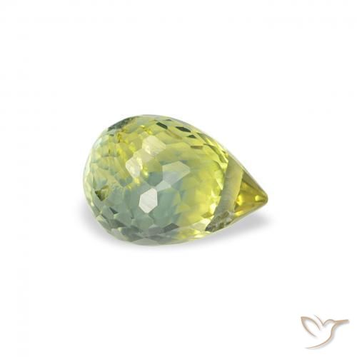 Safira Verde amarelado Natural 0.68ct, Briolette, VS