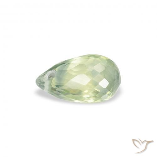 Safira Verde muito claro Natural 0.81ct, Briolette, VS