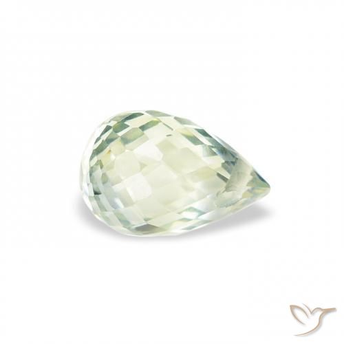 Safira Verde muito claro Natural 0.76ct, Briolette, VS
