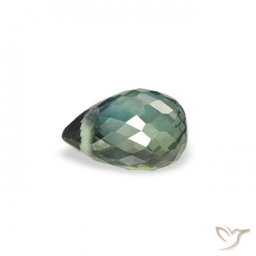 Safira Médio Azul Verde Natural 0.49ct, Briolette, VS