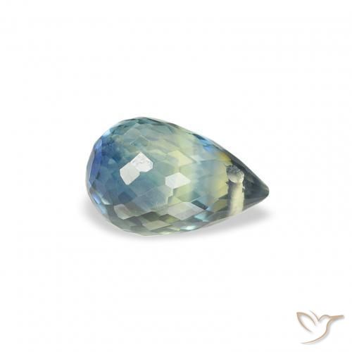 Safira Azul verde Natural 0.85ct, Briolette, VS