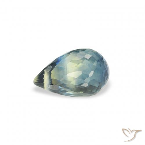 Safira Azul verde Natural 0.85ct, Briolette, VS