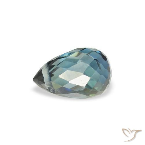 Safira Médio Azul Verde Natural 0.90ct, Briolette, VS