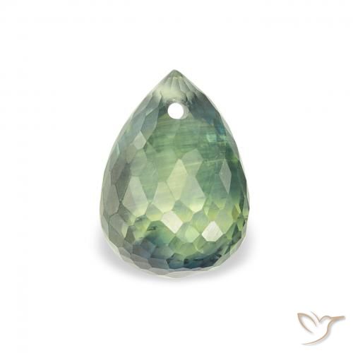 1.13ct Natural Verde Sábio Claro Safira, Briolette, VS