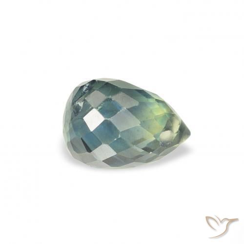Safira Azul verde Natural 1.00ct, Briolette, VS
