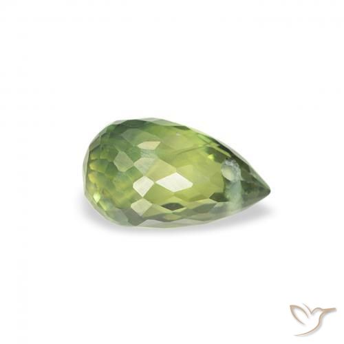 Safira verde quente Natural 0.58ct, Briolette, VS