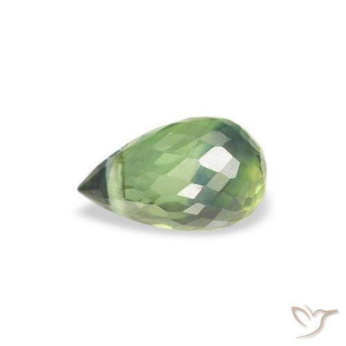 Safira verde quente Natural 0.58ct, Briolette, VS