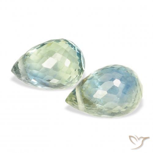 Pedras preciosas de Safira Verde Sábio Claro natural de 1.91 ct, Briolette, VS