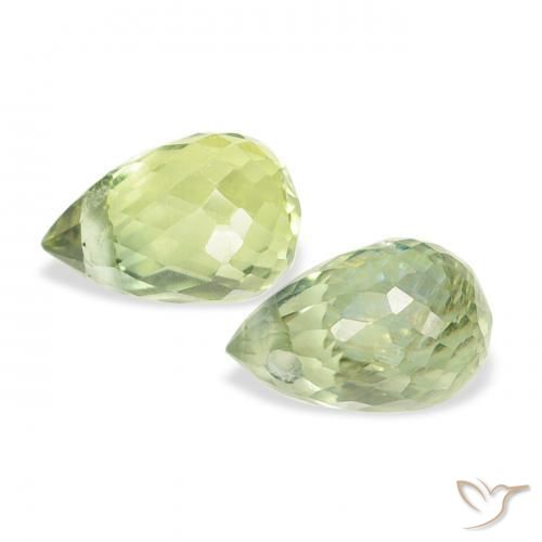 Pedras preciosas de Safira Verde Limão Claro natural de 0.89 ct, Briolette, VS