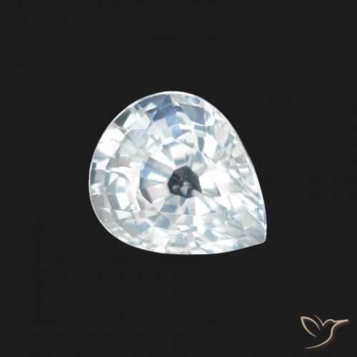 Safira Branco azulado Natural 1.34ct, Formato de pêra, VS