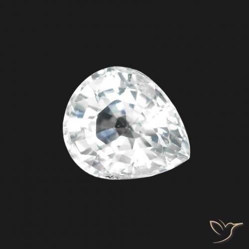 Safira Branco azulado Natural 1.45ct, Formato de pêra, VS