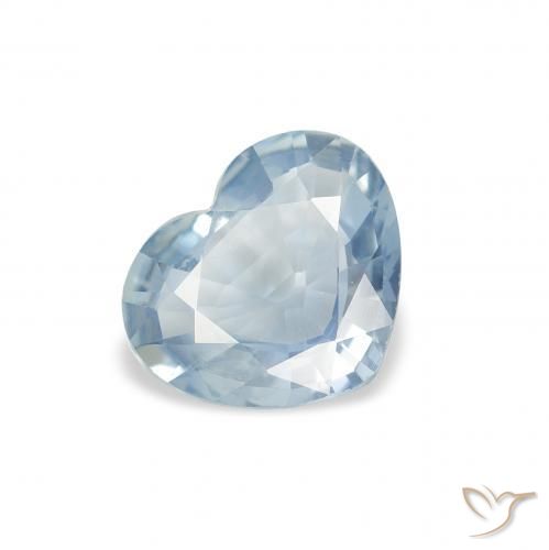 Safira Azul Aqua claro Natural 1.03ct, Coração, VS