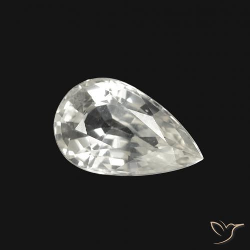 Safira Branco Natural 1.32ct, Formato de pêra, VVS-VS