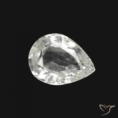 Safira Branco Natural 1.25ct, Formato de pêra, VVS-VS