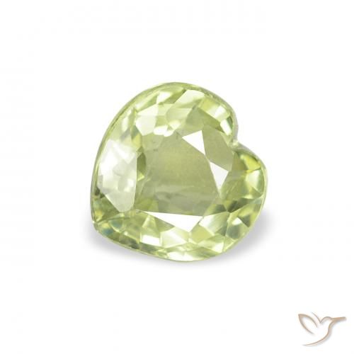 0.66ct Natural Verde amarelado Safira, Coração, VVS-VS