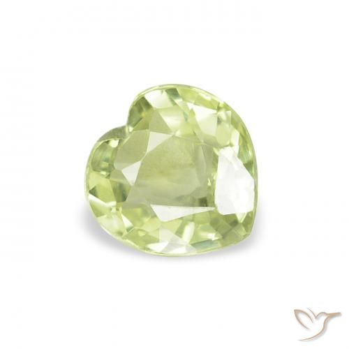 Safira Verde amarelado Natural 0.66ct, Coração, VVS-VS
