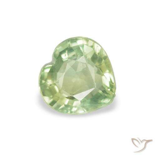 Safira Verde muito claro Natural 0.64ct, Coração, VS