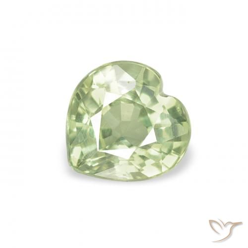 Safira Verde muito claro Natural 0.64ct, Coração, VS