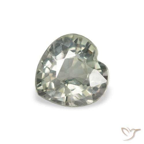0.77ct Natural cinza esverdeado Safira, Coração, VS