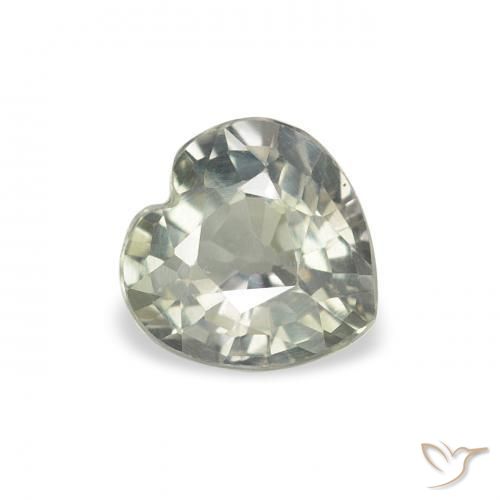 Safira cinza esverdeado Natural 0.77ct, Coração, VS