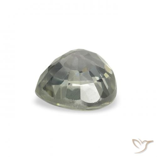 Safira cinza esverdeado Natural 0.77ct, Coração, VS