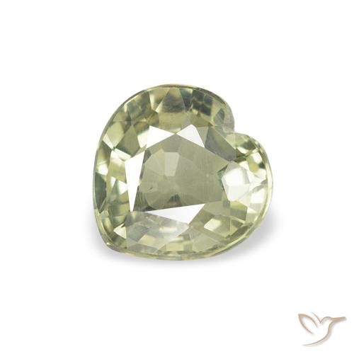 0.70ct Natural Verde amarelado Safira, Coração, VVS-VS