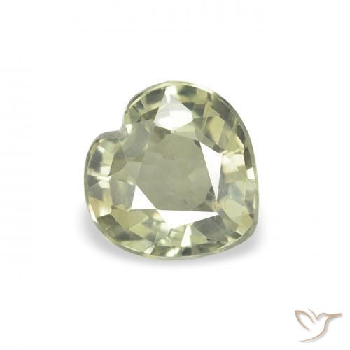 Safira Verde amarelado Natural 0.70ct, Coração, VVS-VS