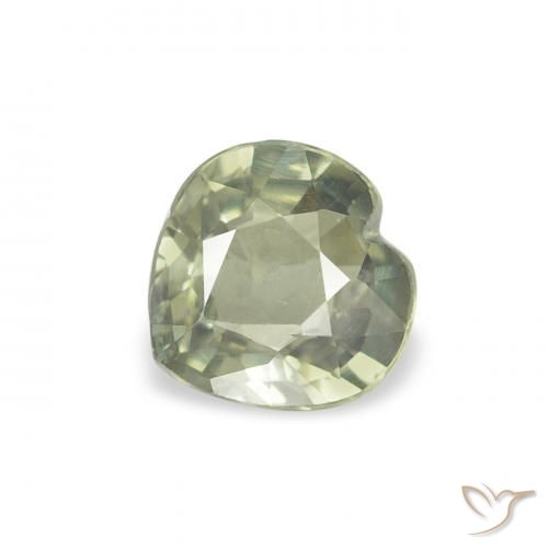0.55ct Natural Verde acinzentado Safira, Coração, VVS-VS