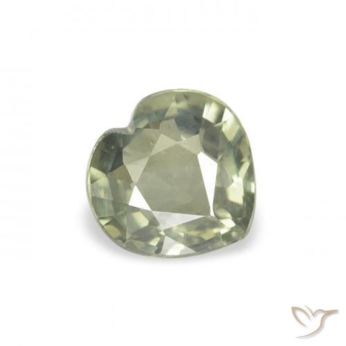 Safira Verde acinzentado Natural 0.55ct, Coração, VVS-VS