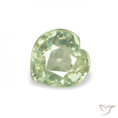 0.76ct Natural Verde Sábio Muito Claro Safira, Coração, VVS-VS