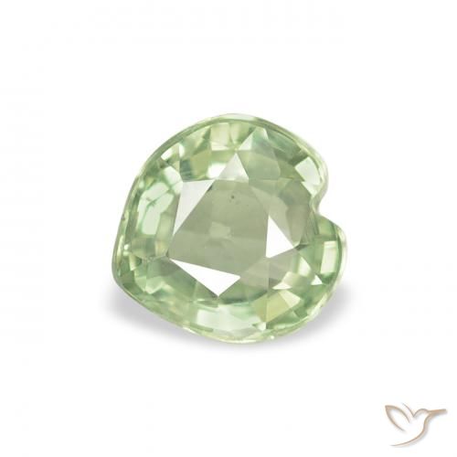0.65ct Natural Verde Sábio Muito Claro Safira, Coração, VVS-VS