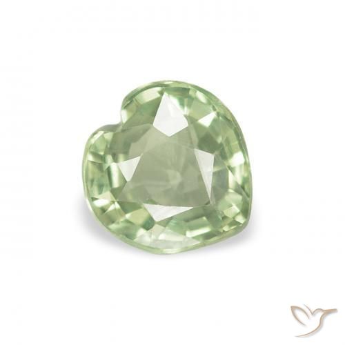 Safira Verde Sábio Muito Claro Natural 0.65ct, Coração, VVS-VS