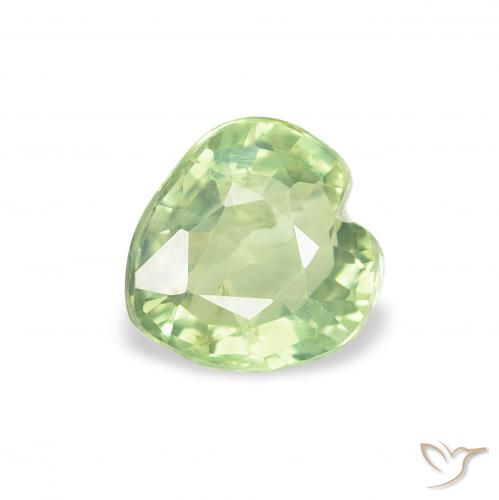 0.73ct Natural Verde muito claro Safira, Coração, VS