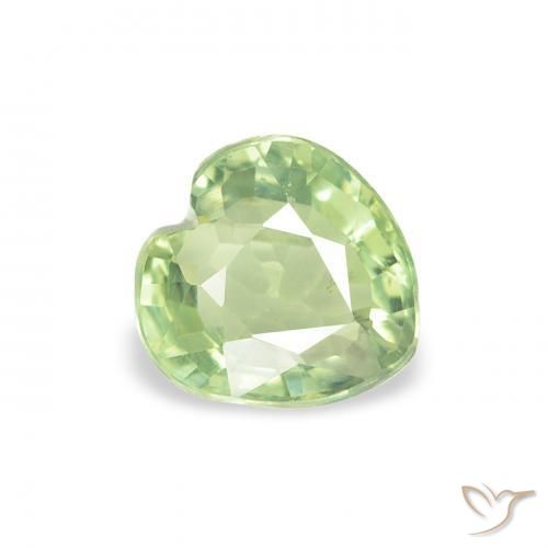 Safira Verde muito claro Natural 0.73ct, Coração, VS