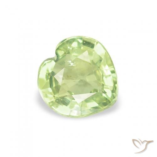 Safira Amarelo Claro Verde Natural 0.59ct, Coração, VS