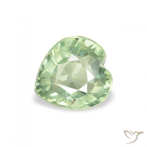0.67ct Natural Verde Sábio Claro Safira, Coração, VS