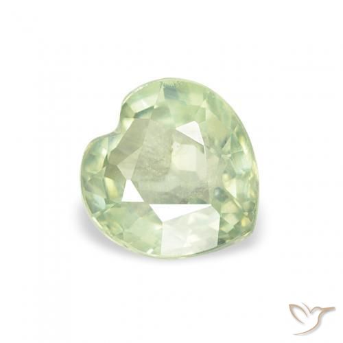 0.69ct Natural Verde muito claro Safira, Coração, VS